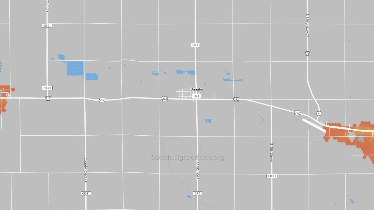 Bike Grade map of Danube, MN