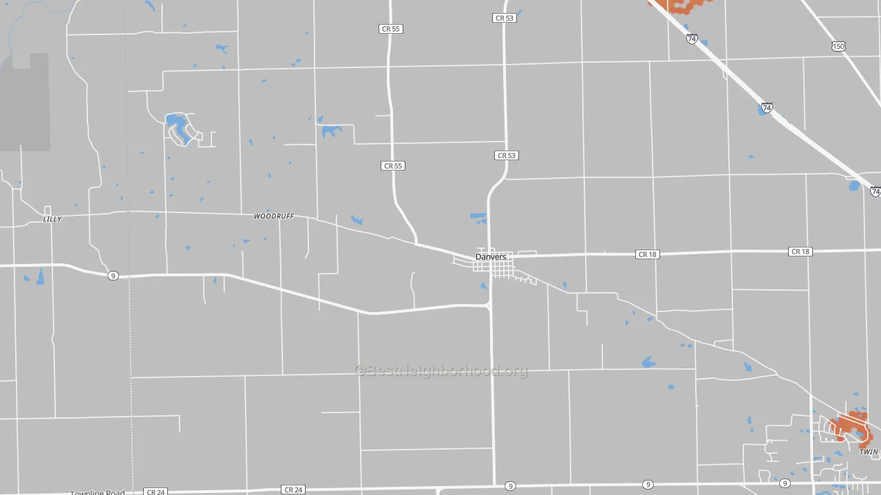 Bike Grade map of Danvers, IL