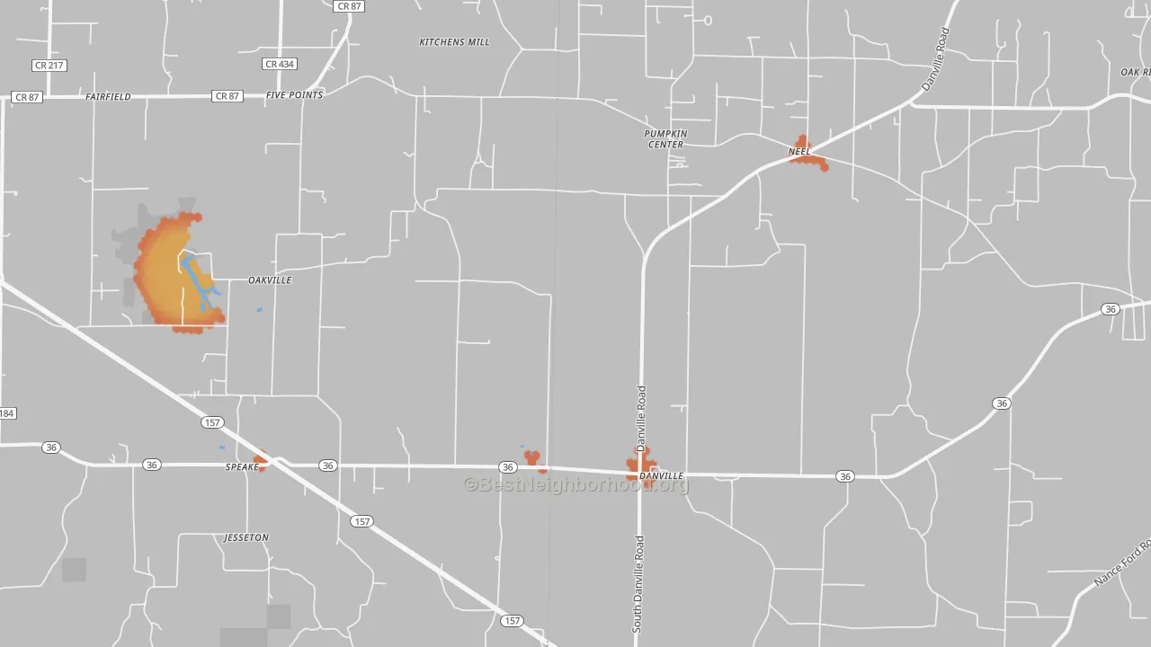 Bike Grade map of Danville, AL
