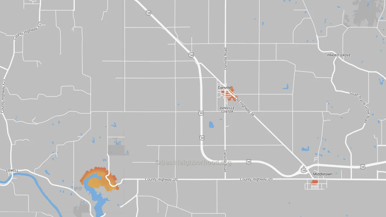Bike Grade map of Danville, IA