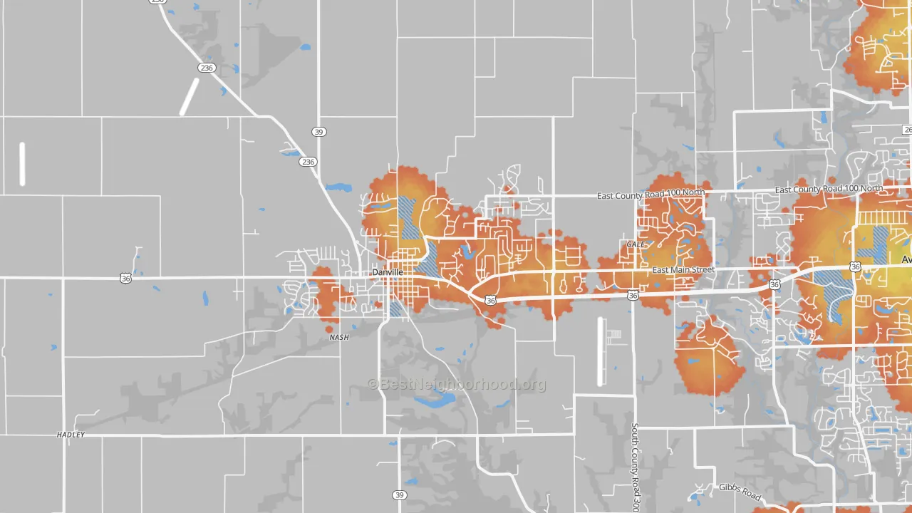 Bike Grade map of Danville, IN