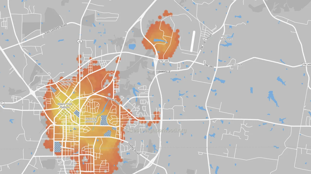 Bike Grade map of Danville, TX