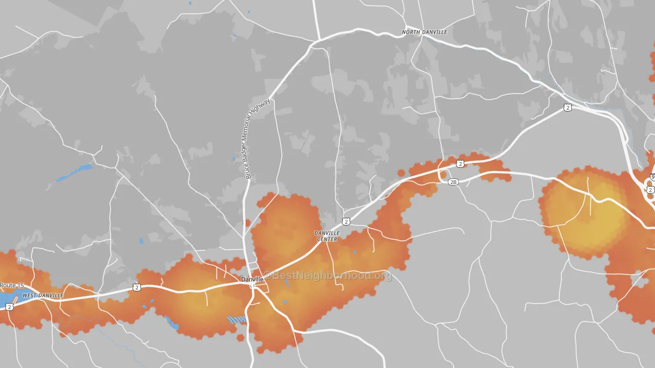Bike Grade map of Danville, VT