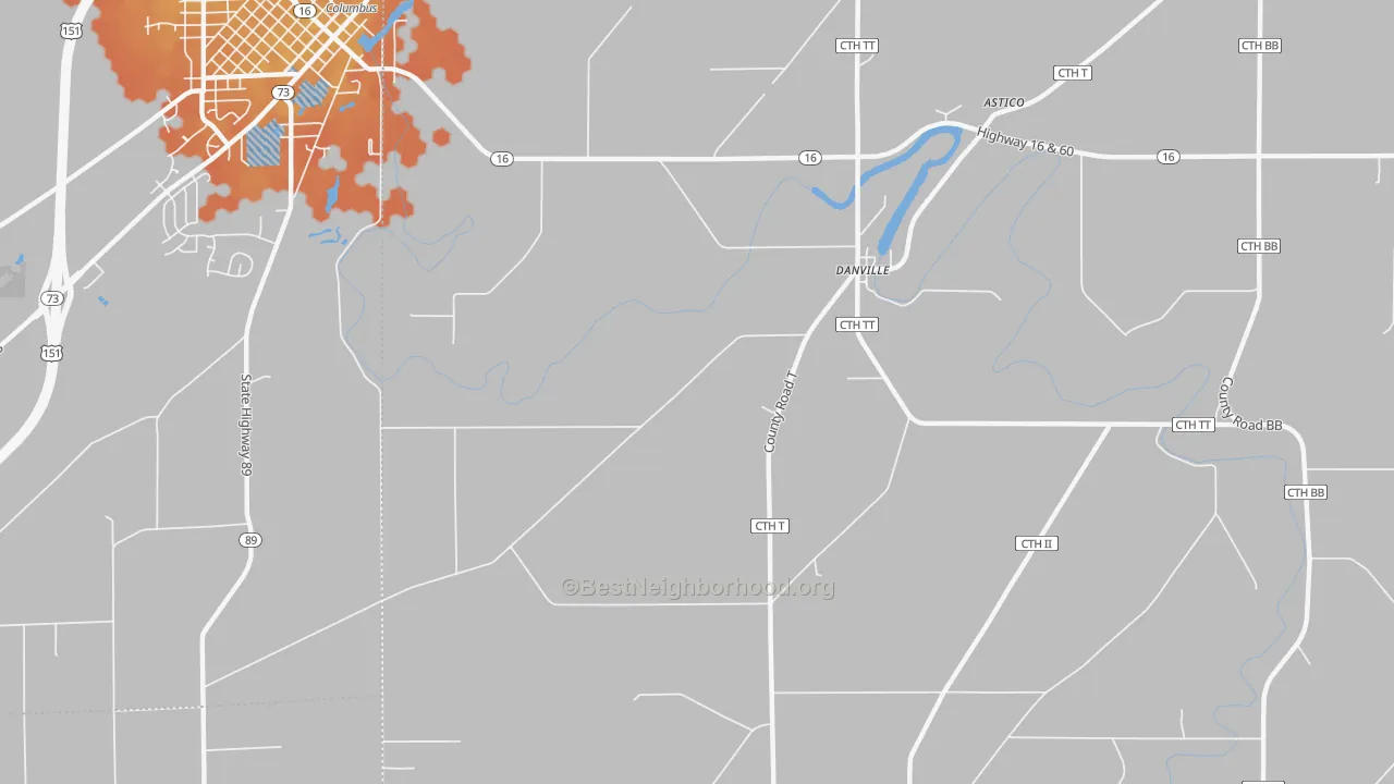 Bike Grade map of Danville, WI