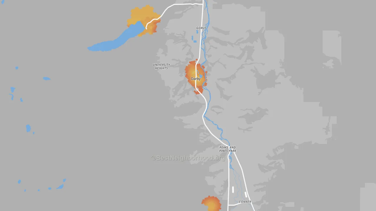 Bike Grade map of Darby, MT