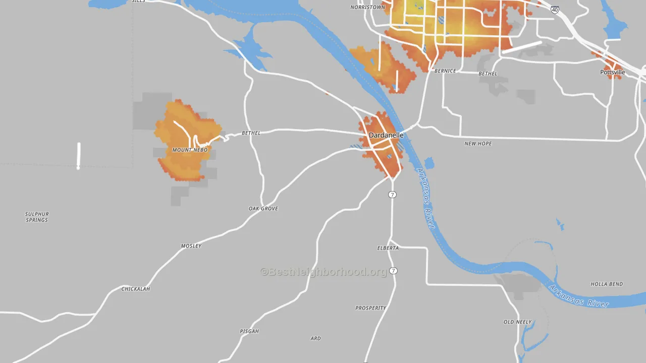 Bike Grade map of Dardanelle, AR