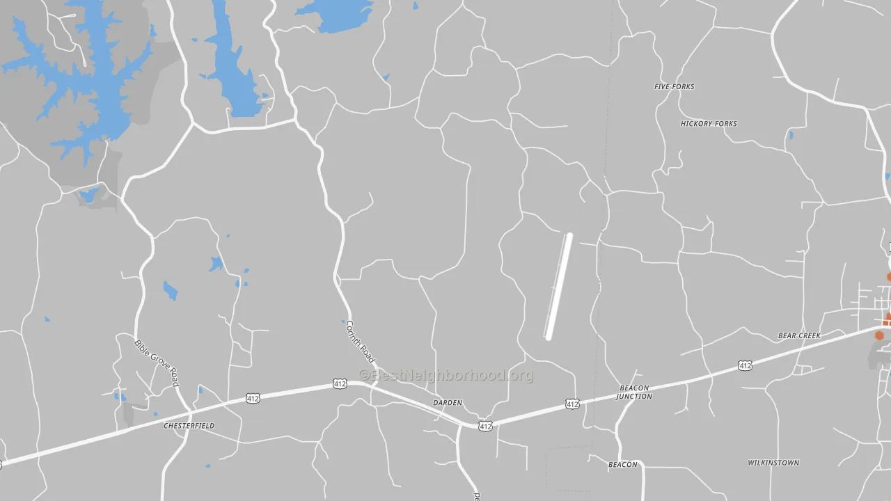 Bike Grade map of Darden, TN