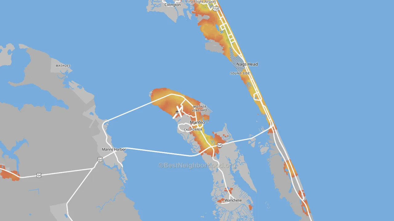 Bike Grade map of Dare County, NC