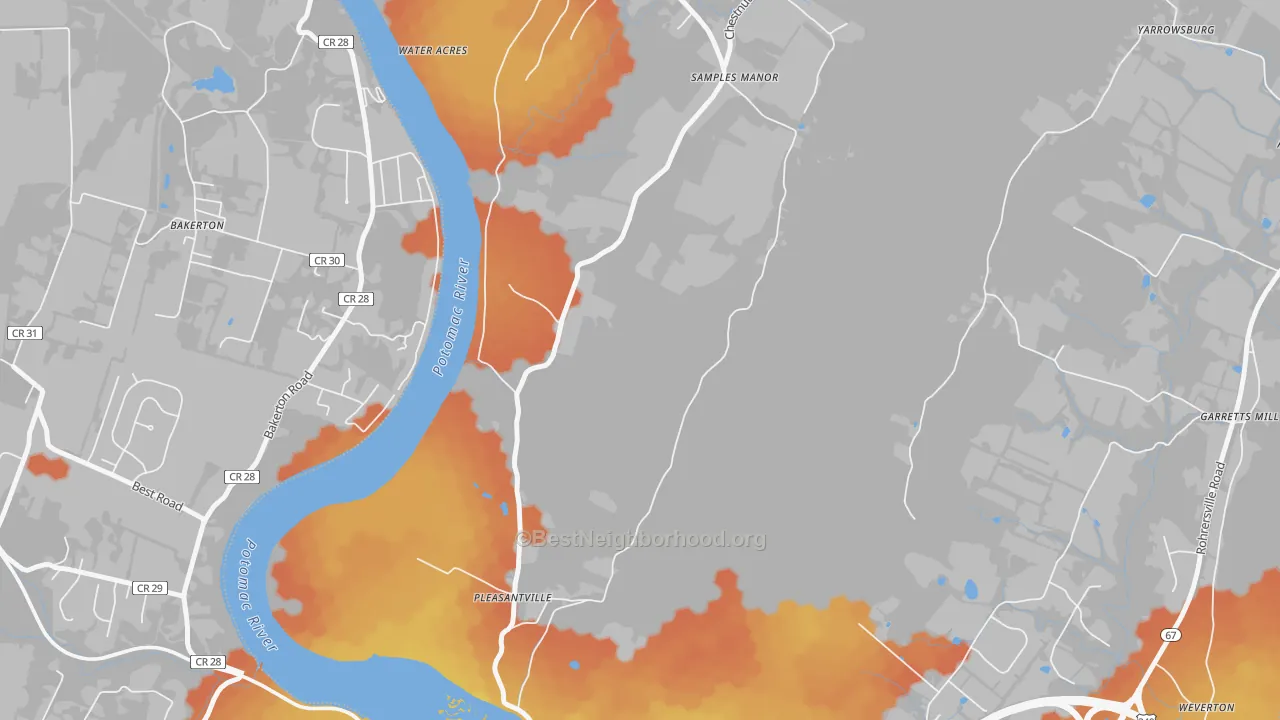 Bike Grade map of Dargan, MD
