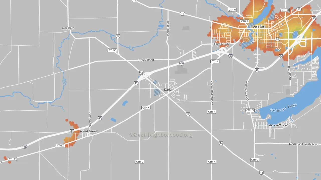 Bike Grade map of Darien, WI