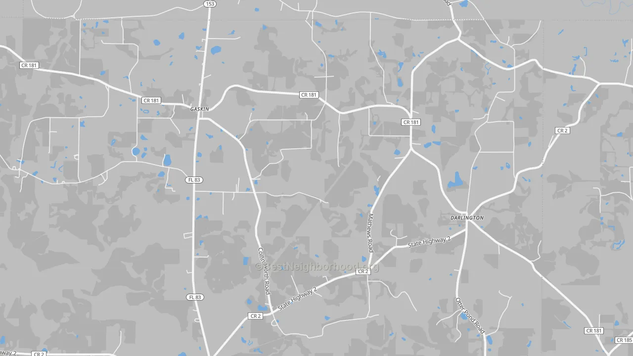 Bike Grade map of Darlington, FL