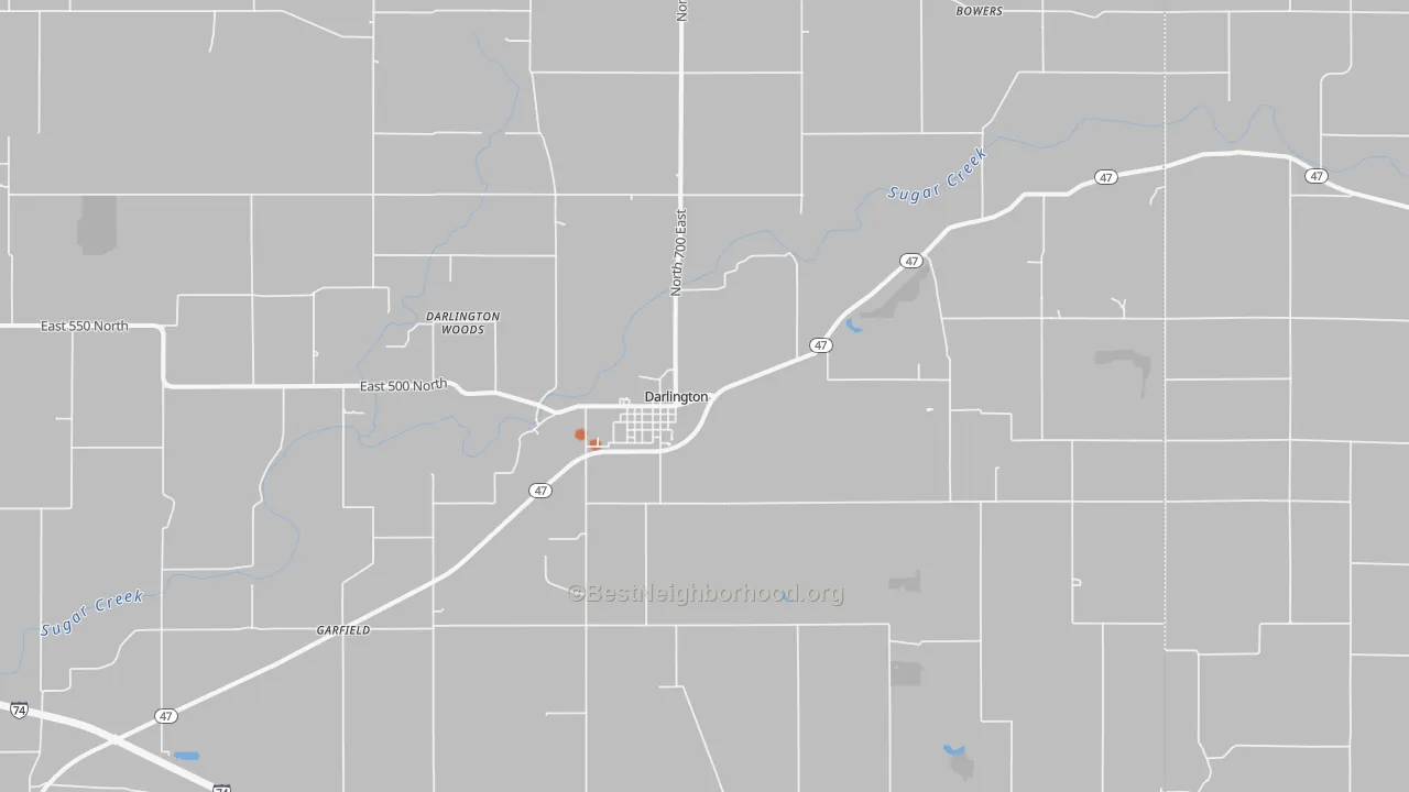 Bike Grade map of Darlington, IN