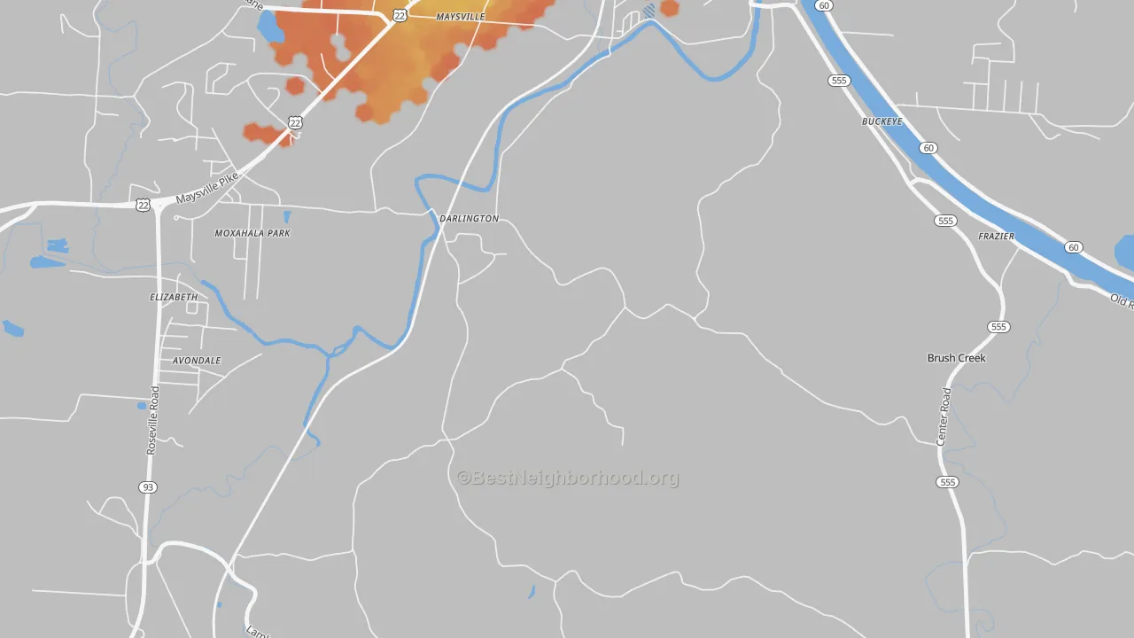Bike Grade map of Darlington, OH