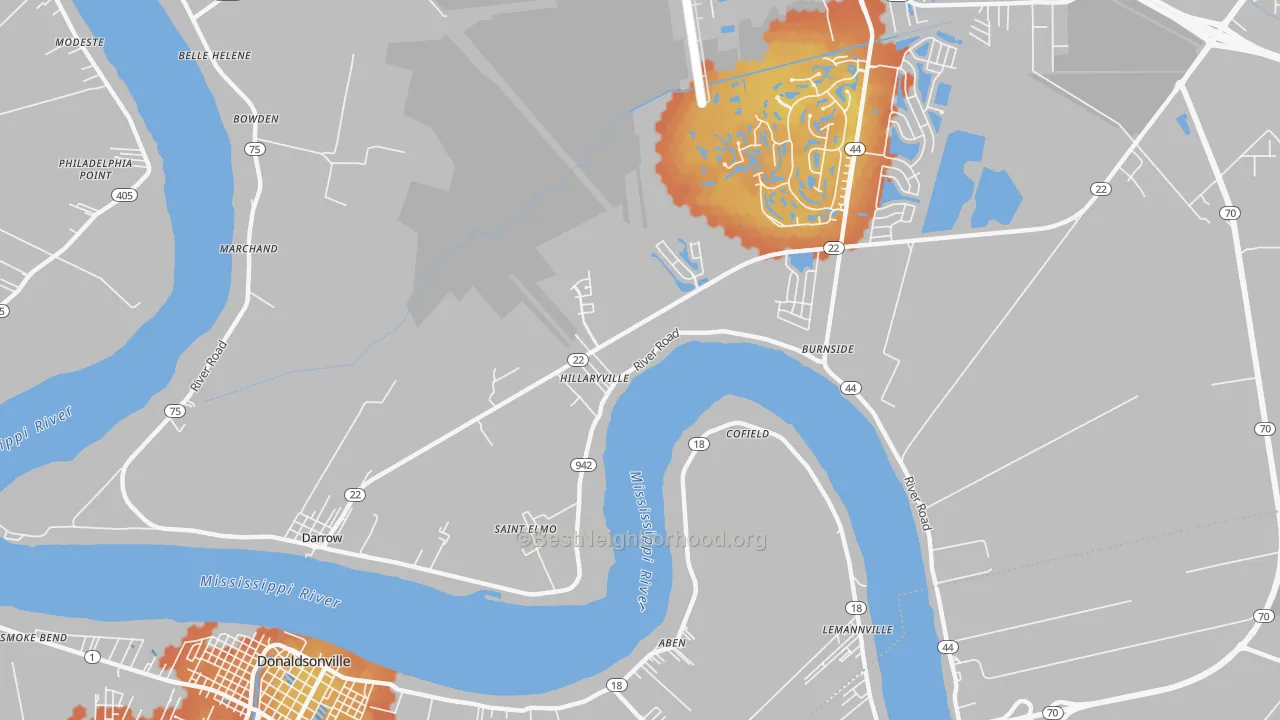 Bike Grade map of Darrow, LA