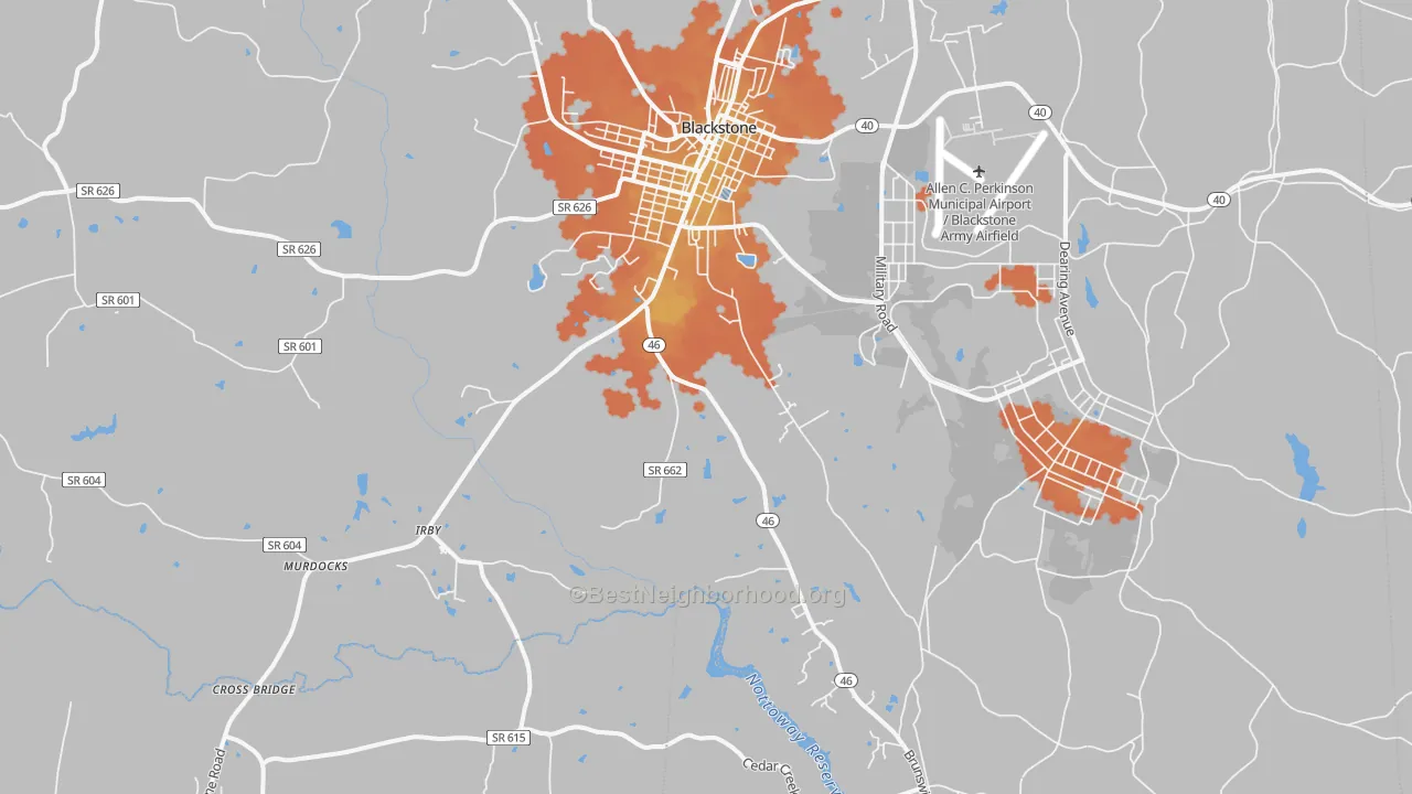 Bike Grade map of Darvills, VA