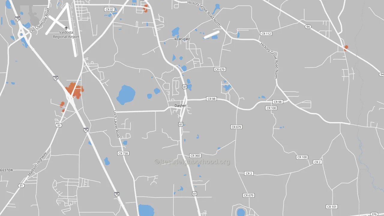 Bike Grade map of Dasher, GA
