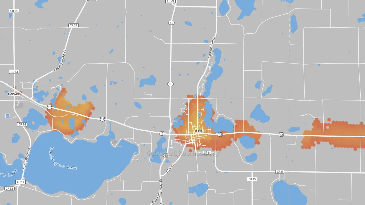 Bike Grade map of Dassel, MN