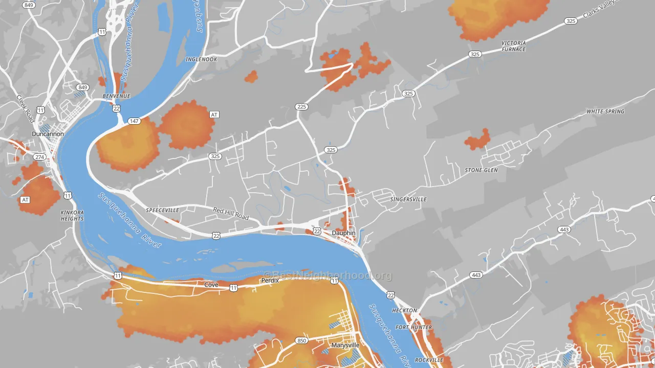 Bike Grade map of Dauphin, PA