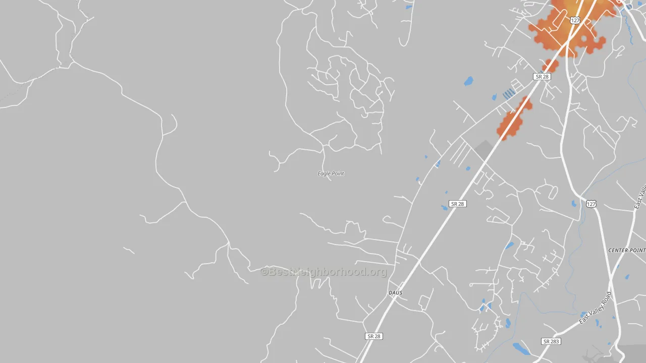Bike Grade map of Daus, TN