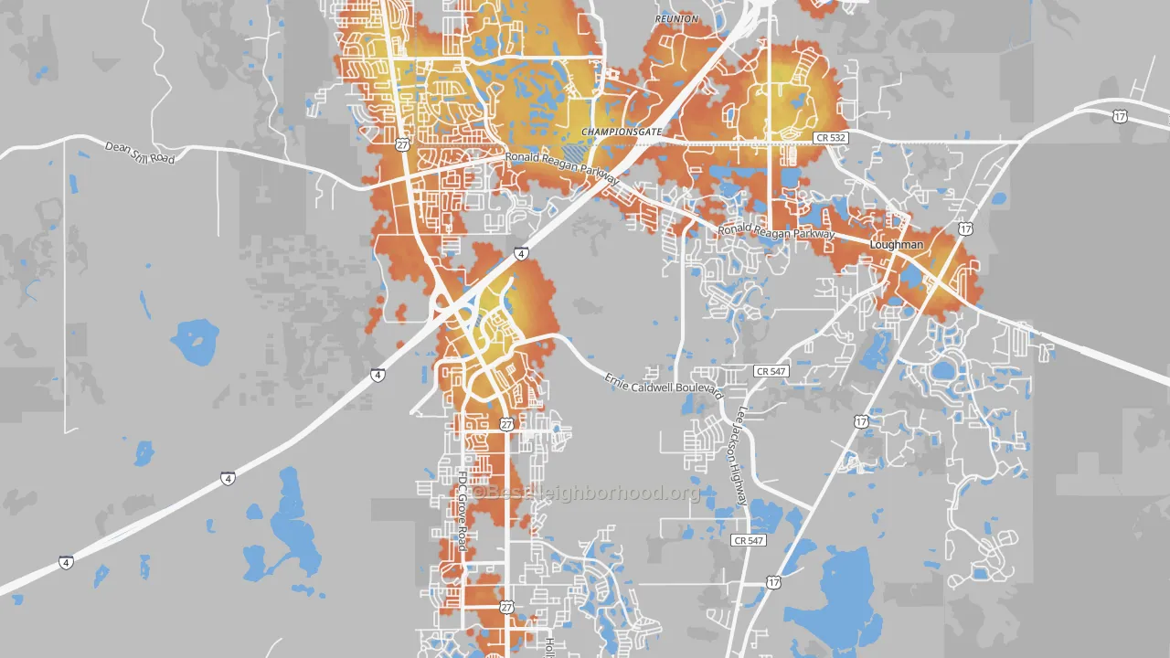 Bike Grade map of Davenport, FL