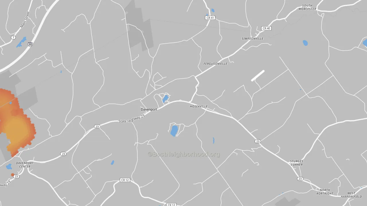 Bike Grade map of Davenport, NY