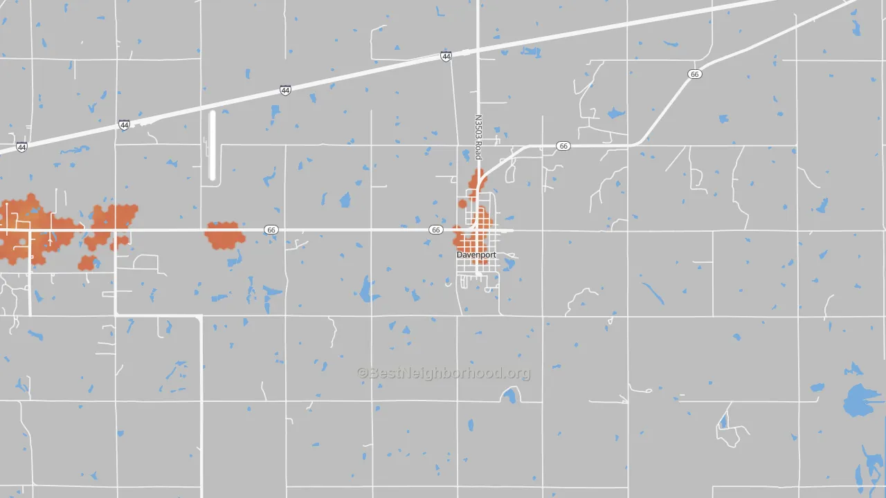 Bike Grade map of Davenport, OK