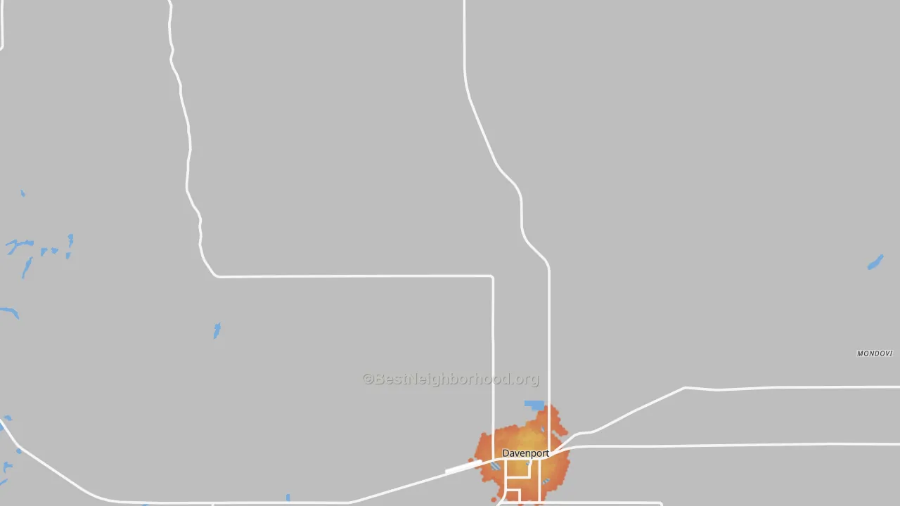 Bike Grade map of Davenport, WA