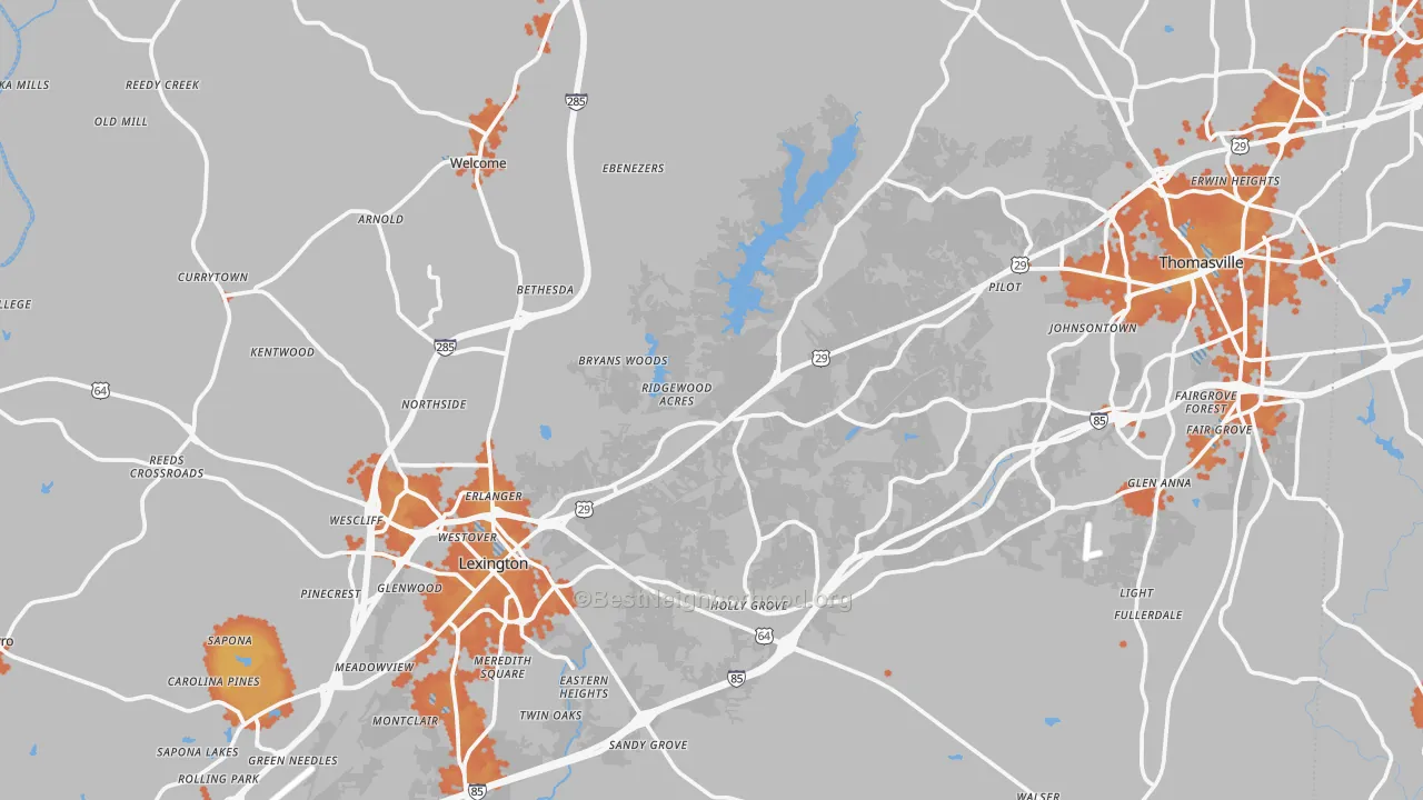 Bike Grade map of Davidson County, NC