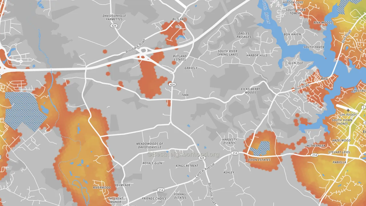 Bike Grade map of Davidsonville, MD