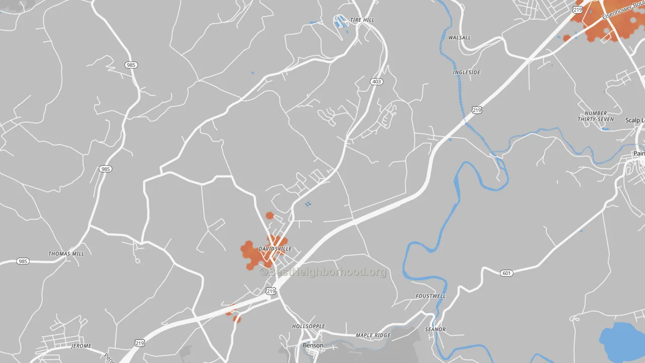 Bike Grade map of Davidsville, PA