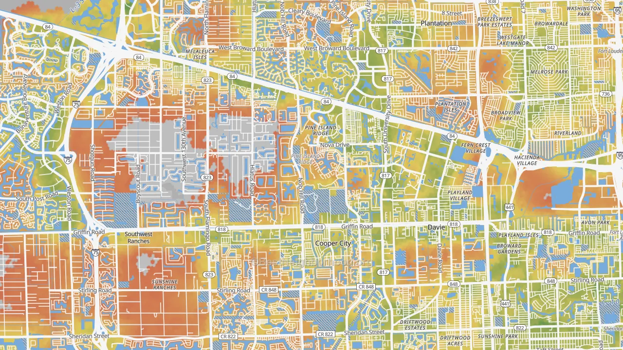 Bike Grade map of Davie, FL
