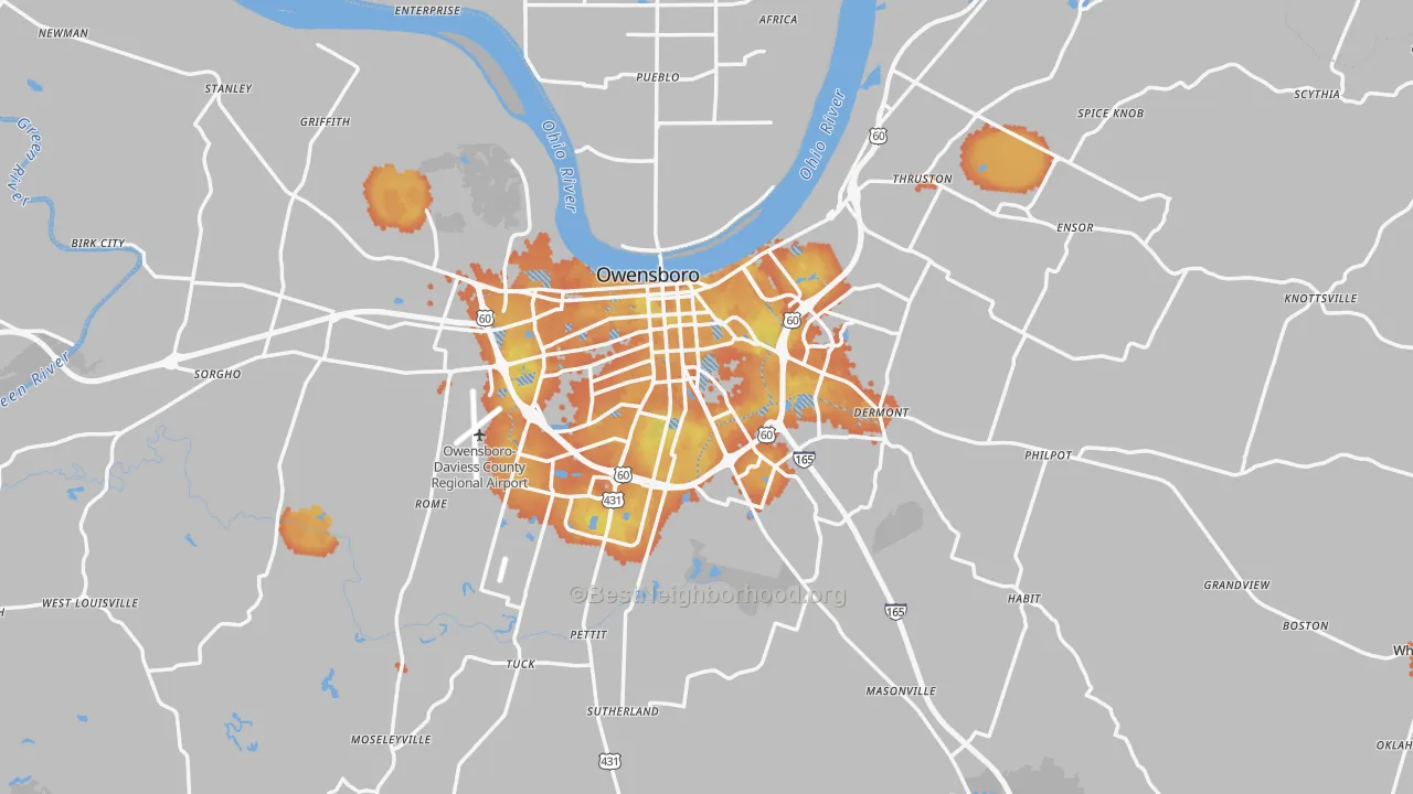 Bike Grade map of Daviess County, KY
