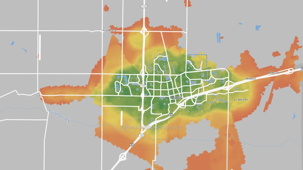 Bike Grade map of Davis, CA
