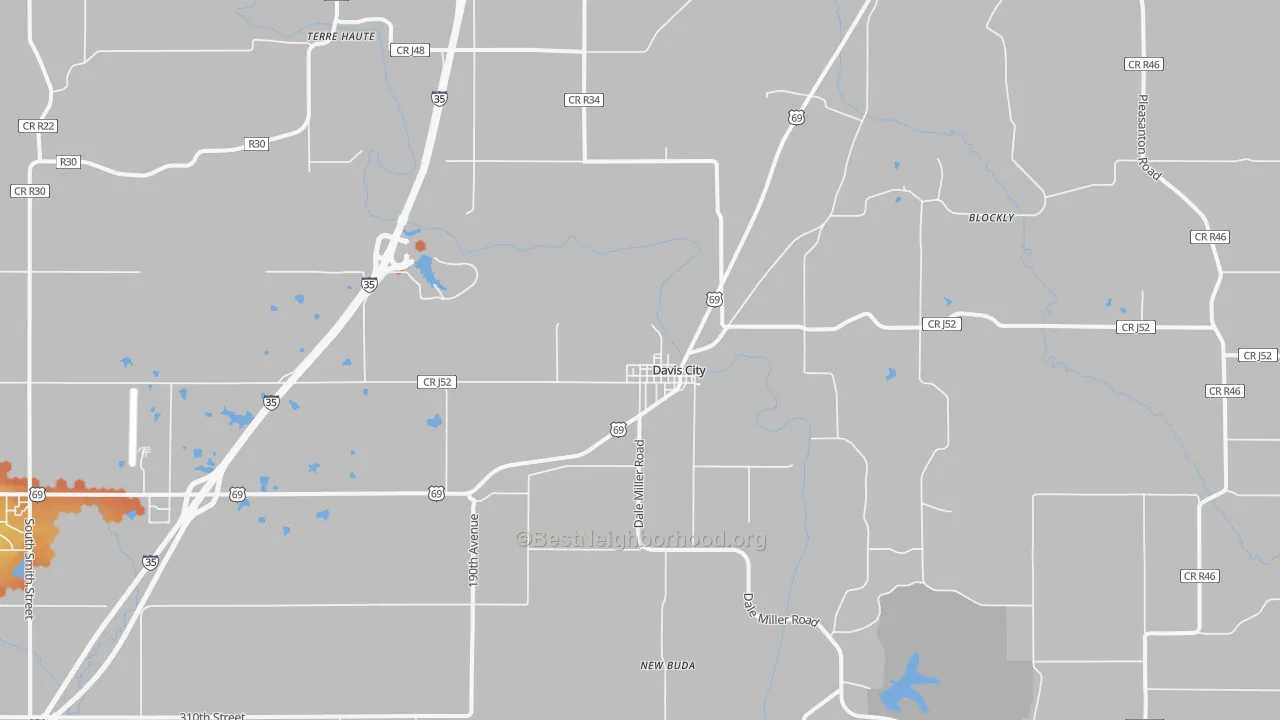 Bike Grade map of Davis City, IA