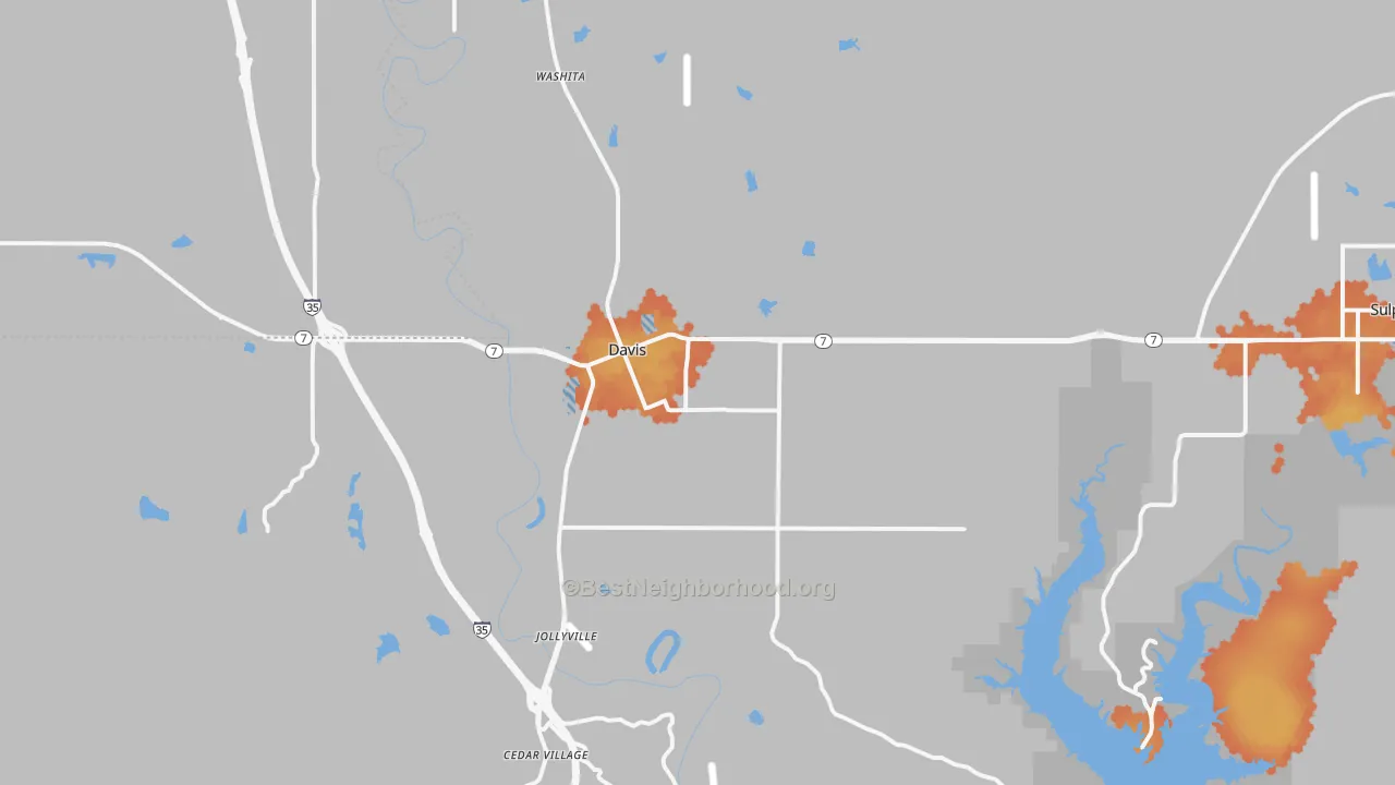 Bike Grade map of Davis, OK