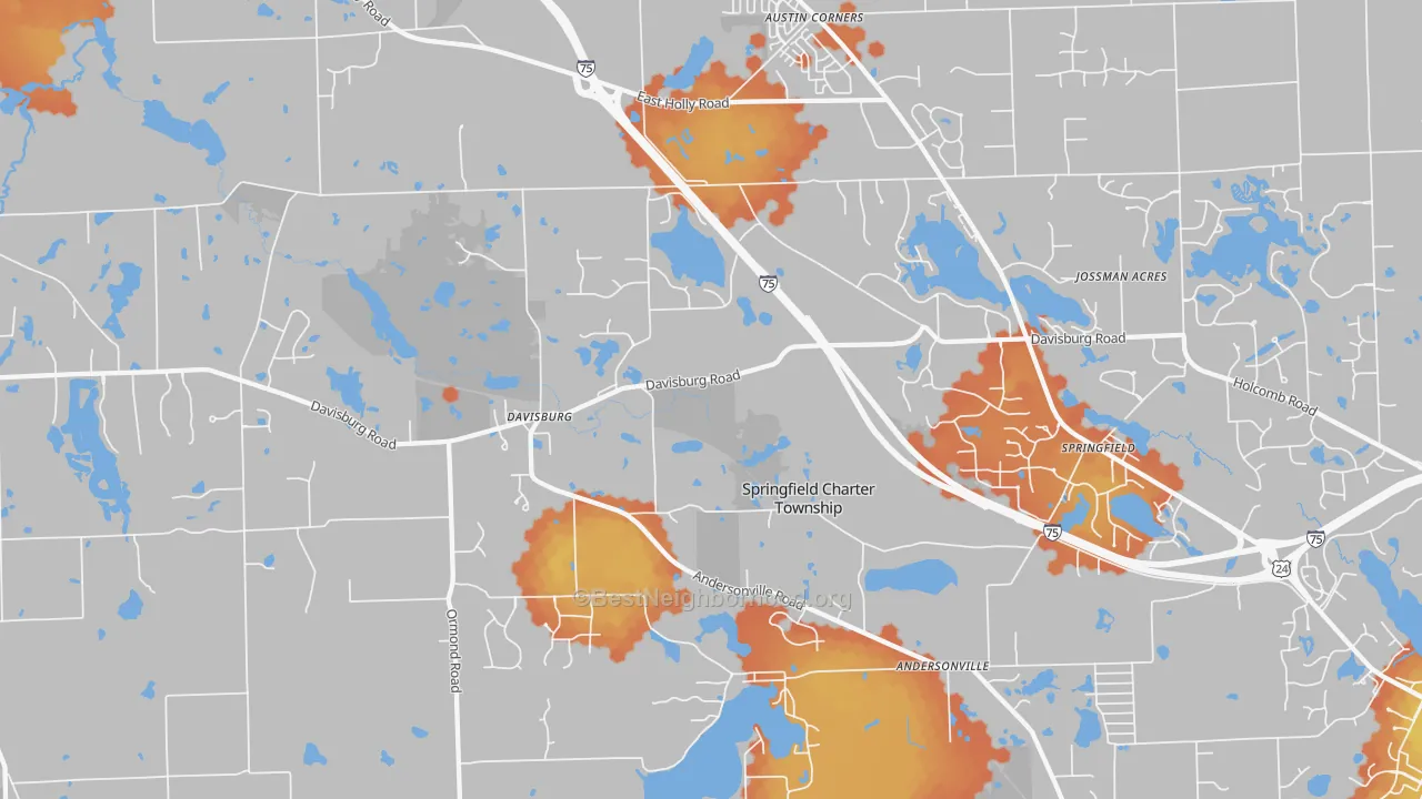 Bike Grade map of Davisburg, MI