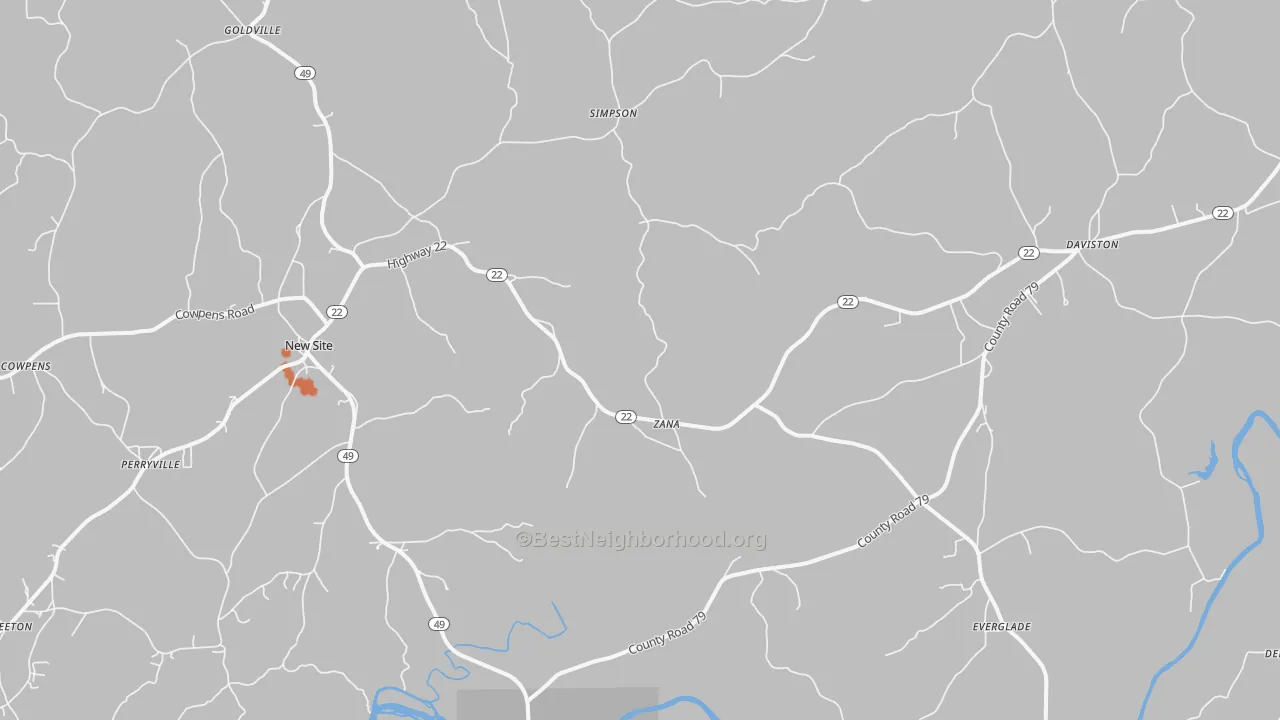 Bike Grade map of Daviston, AL