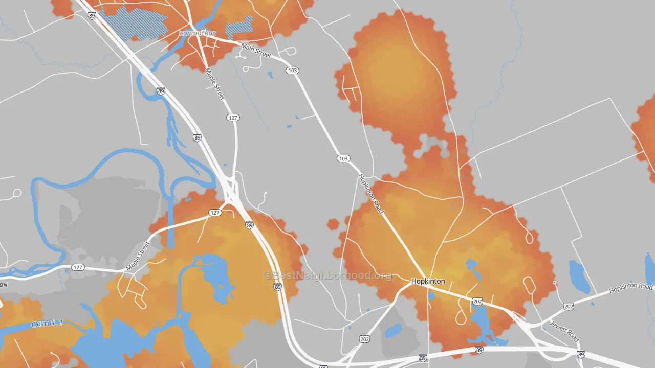 Bike Grade map of Davisville, NH