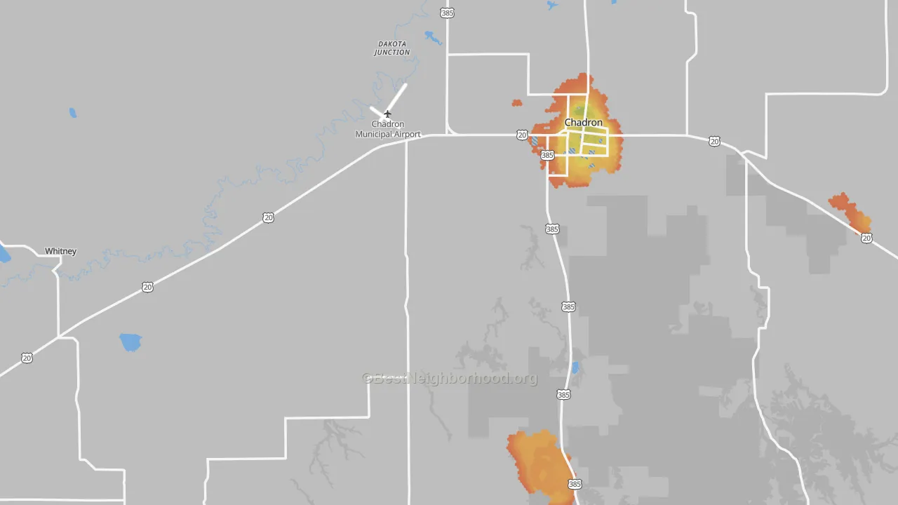 Bike Grade map of Dawes County, NE