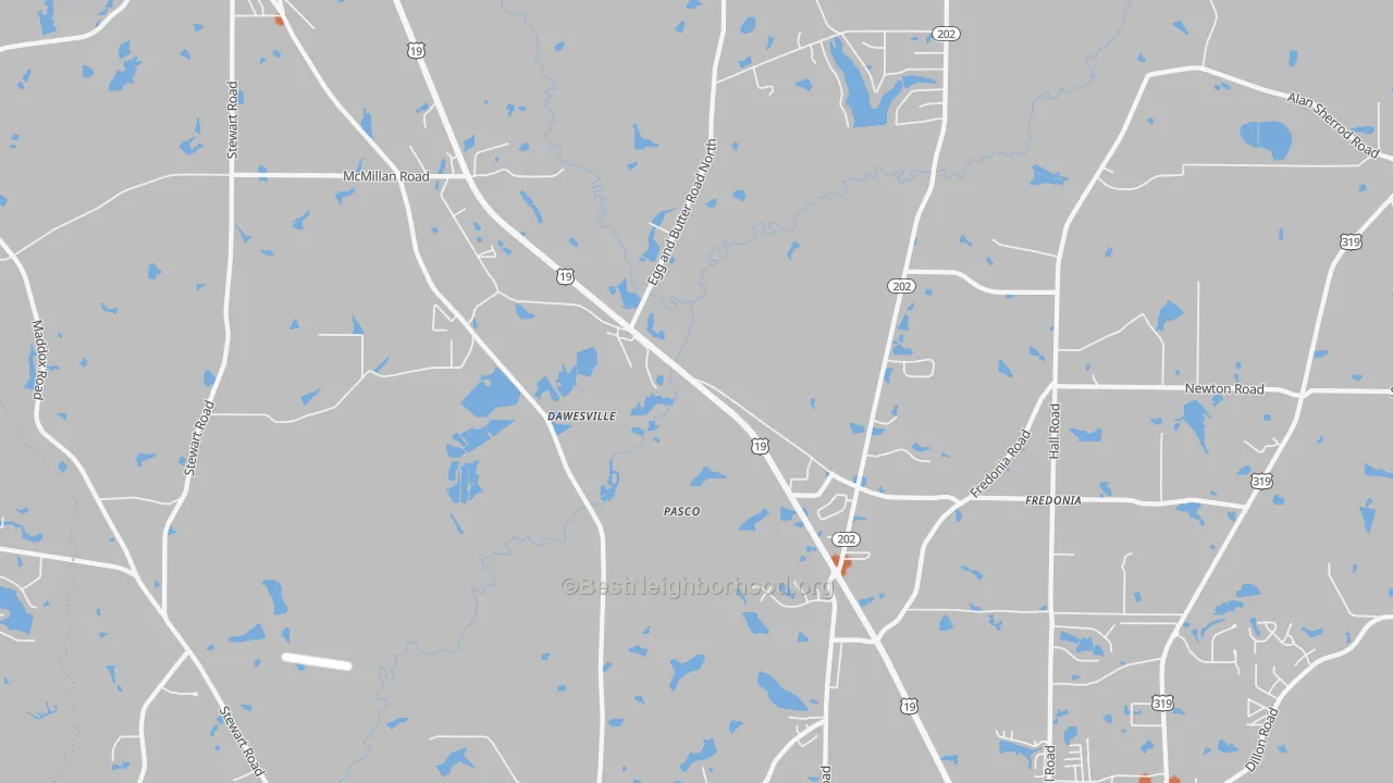 Bike Grade map of Dawesville, GA