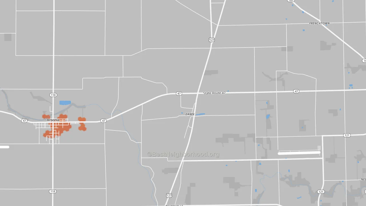 Bike Grade map of Dawn, OH