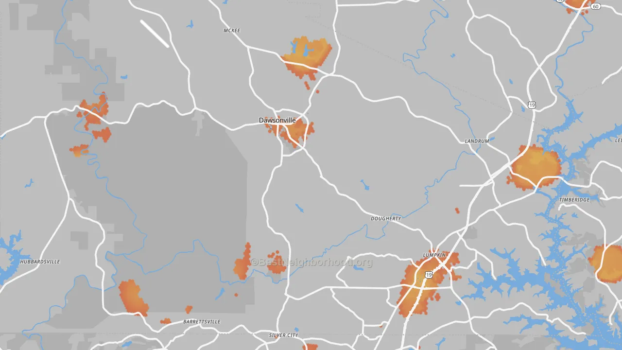 Bike Grade map of Dawson County, GA