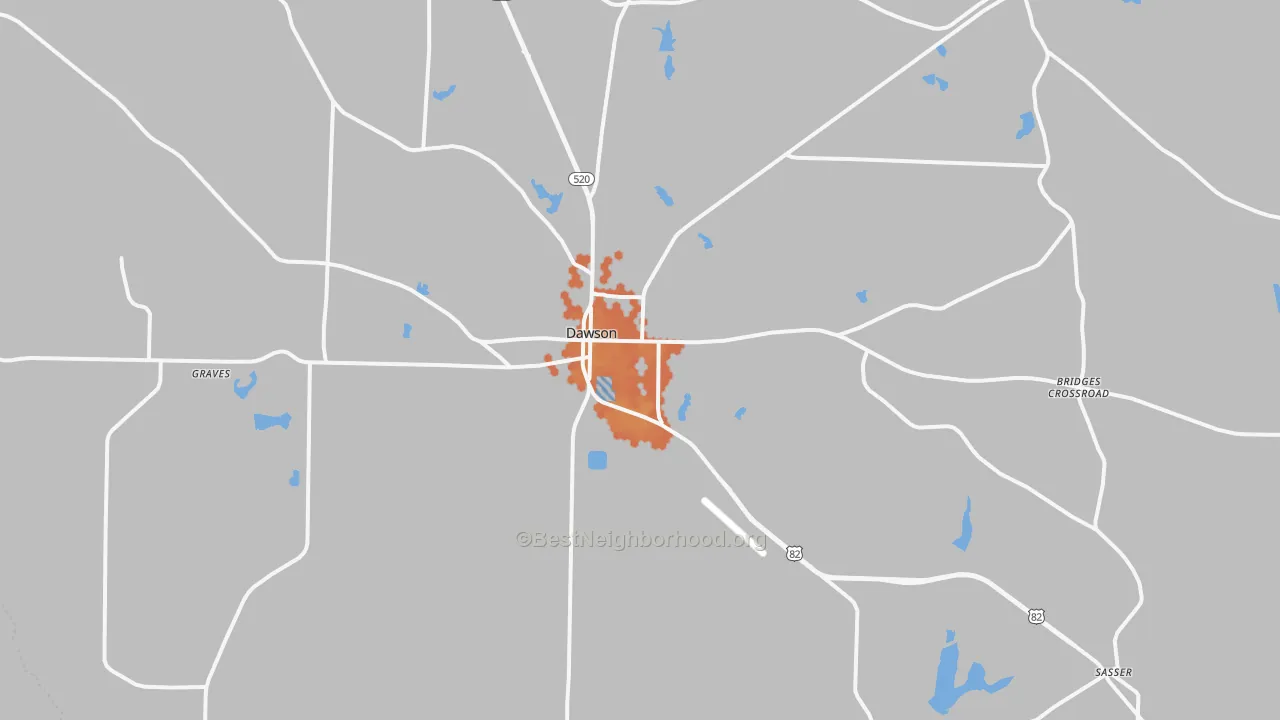 Bike Grade map of Dawson, GA