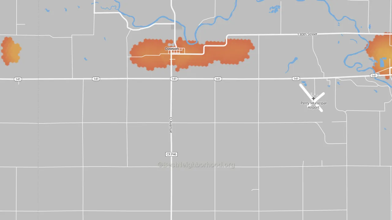 Bike Grade map of Dawson, IA