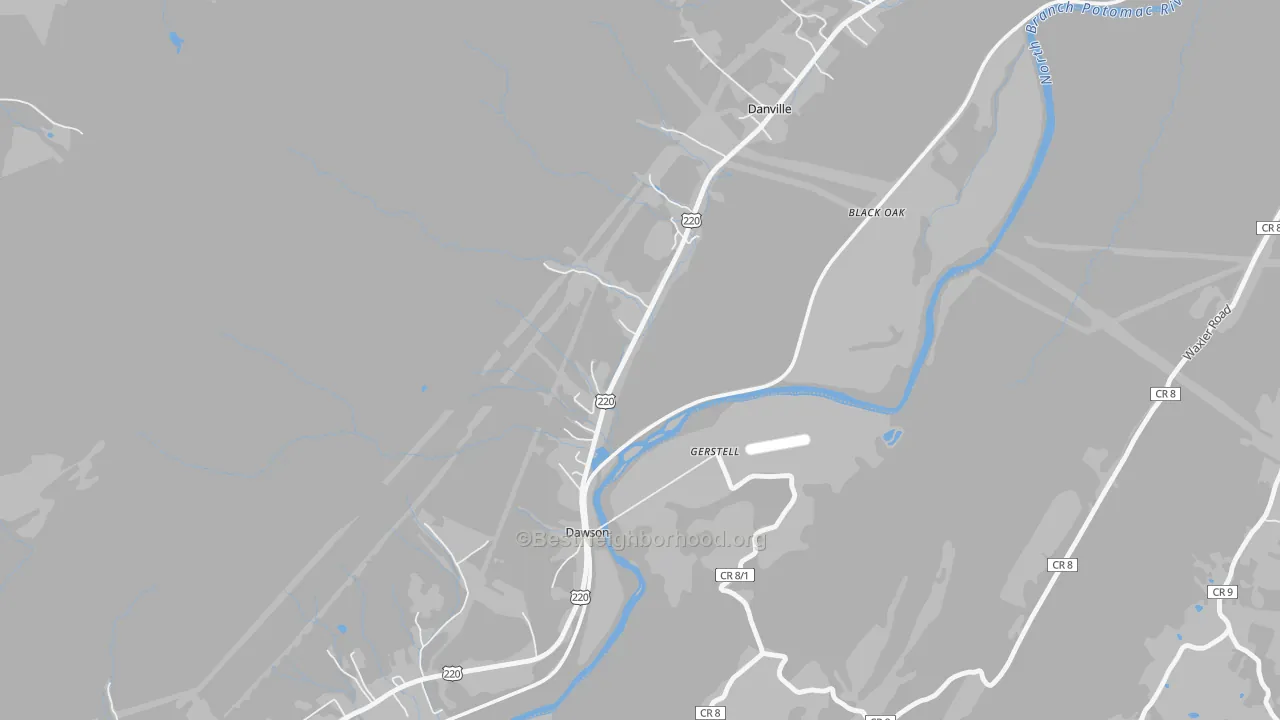 Bike Grade map of Dawson, MD