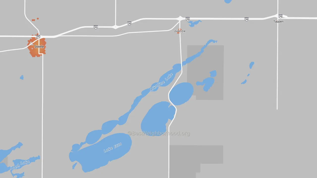 Bike Grade map of Dawson, ND
