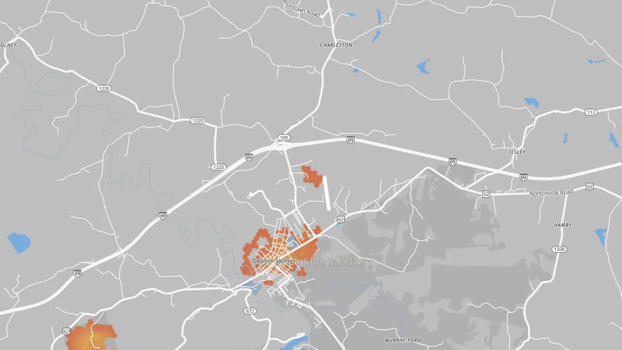 Bike Grade map of Dawson Springs, KY