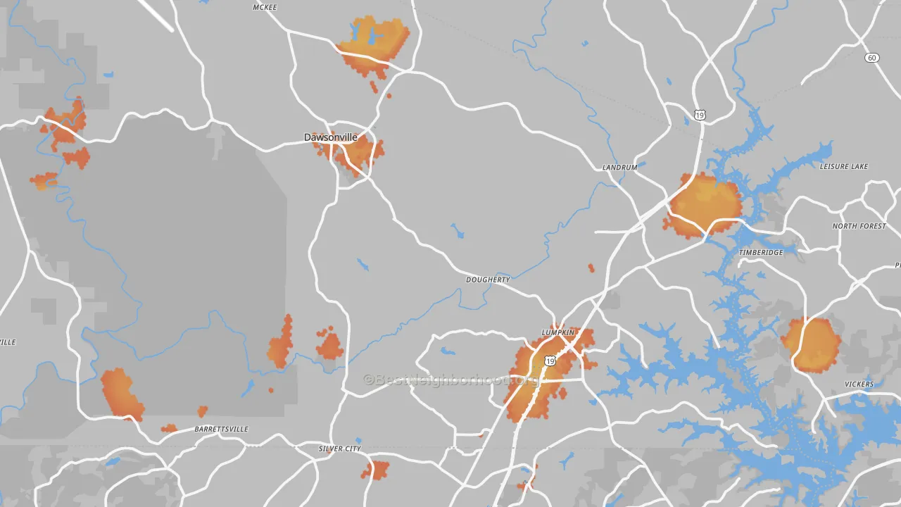 Bike Grade map of Dawsonville, GA