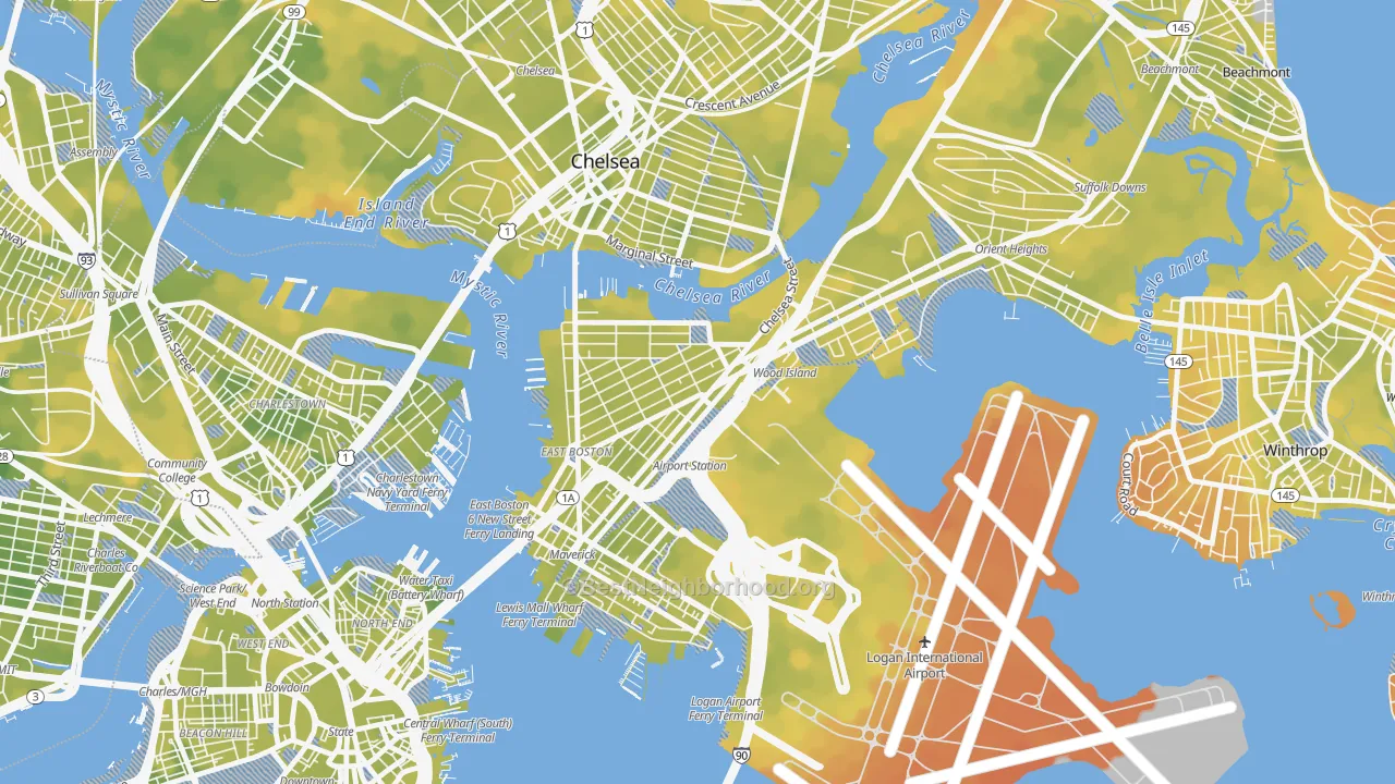 Bike Grade map of Day Square, Boston, MA