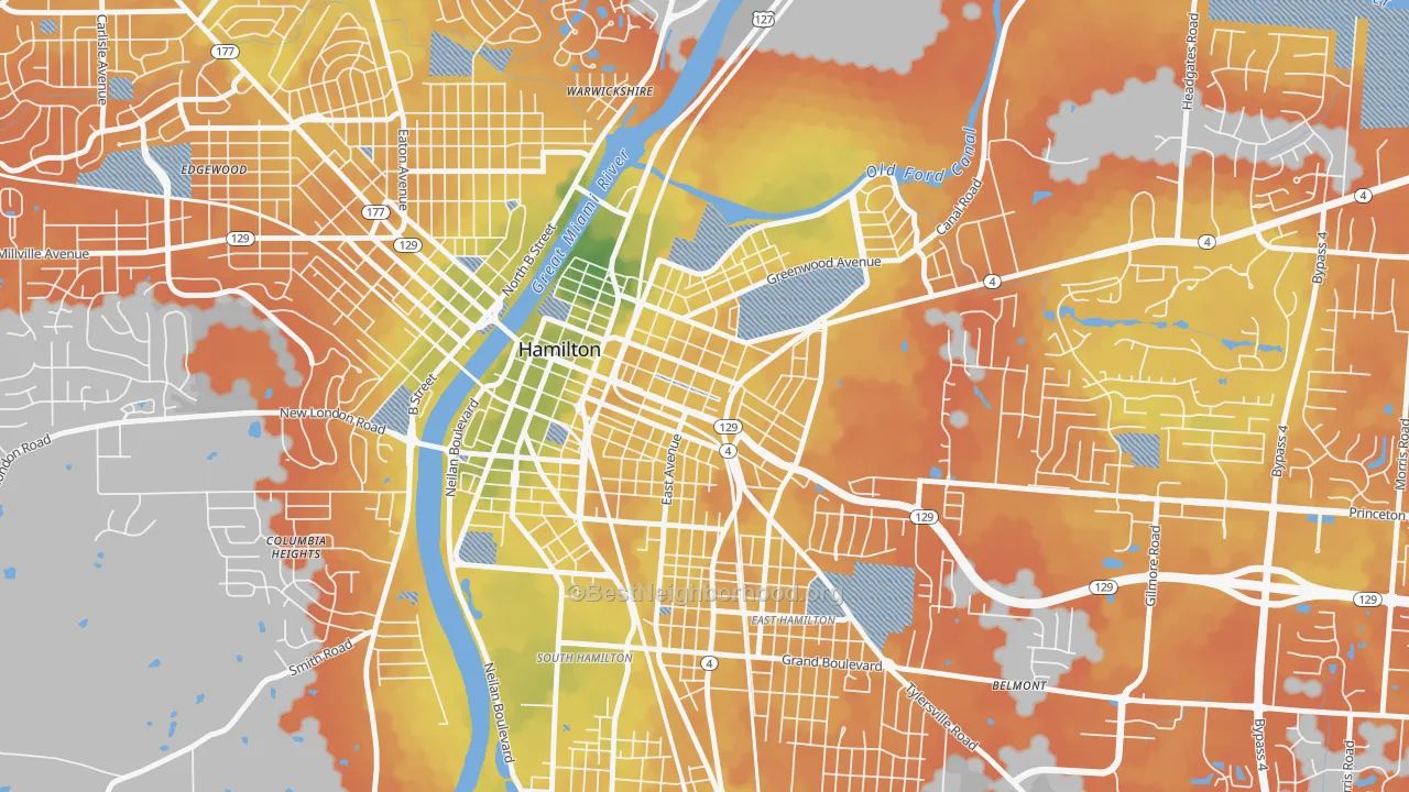 Bike Grade map of Dayton-Campbell Historic District, Hamilton, OH